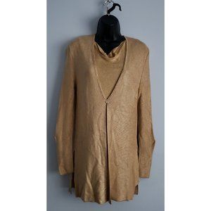 Dana Buchman Luxe Gold Metallic Cardigan Tank Blouse 2-Piece Size Medium